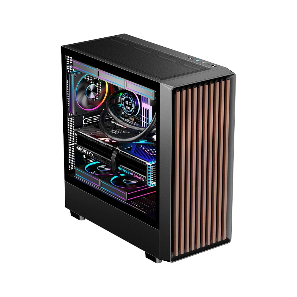 Gabinete Gamer Liketec Oak Wood, E-ATX, Painel Frontal com Detalhes em Madeira, Preto - LC-KB-WOD-2025-1003 - view 2