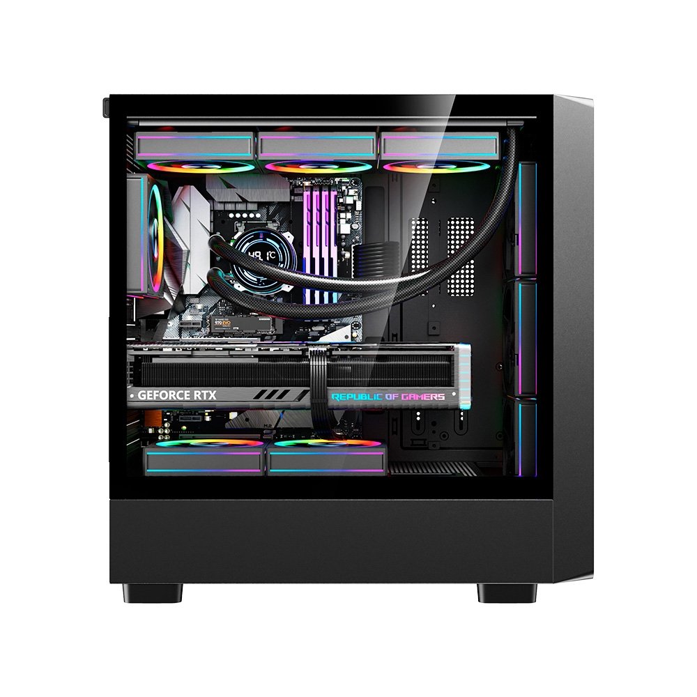 Gabinete Gamer Liketec Oak Wood, E-ATX, Painel Frontal com Detalhes em Madeira, Preto - LC-KB-WOD-2025-1003 - view 5