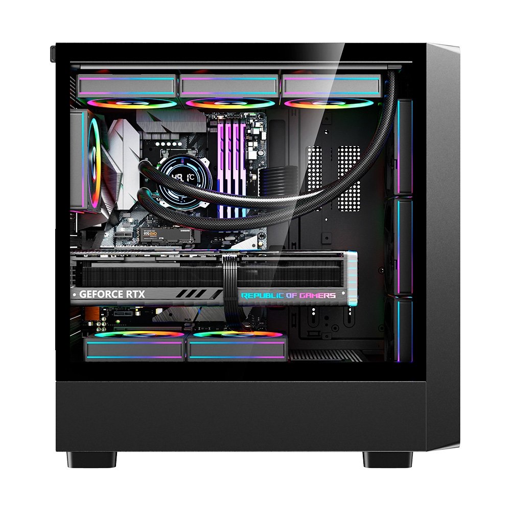 Gabinete Gamer Liketec Oak Wood, E-ATX, Painel Frontal com Detalhes em Madeira, Preto - LC-KB-WOD-2025-1003 - view 4