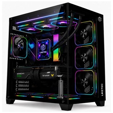 Gabinete Gamer Liketec Zeus V3, ATX, Frontal e Lateral em Vidro Temperado, Sem Fans, Preto - LC-KB-ZEUSV3-2025-1000