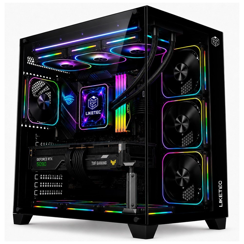 Gabinete Gamer Liketec Zeus V3, ATX, Frontal e Lateral em Vidro Temperado, Sem Fans, Preto - LC-KB-ZEUSV3-2025-1000