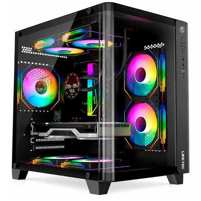 Gabinete Gamer Liketec Madness Small, Mini Tower, Micro-ATX, Lateral e Frontal em Vidro Curvo, Sem Fans, Preto - LK-MADNESS-MINI-25-BLK