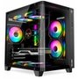 Gabinete Gamer Liketec Madness Small, Mini Tower, Micro-ATX, Lateral e Frontal em Vidro Curvo, Sem Fans, Preto - LK-MADNESS-MINI-25-BLK