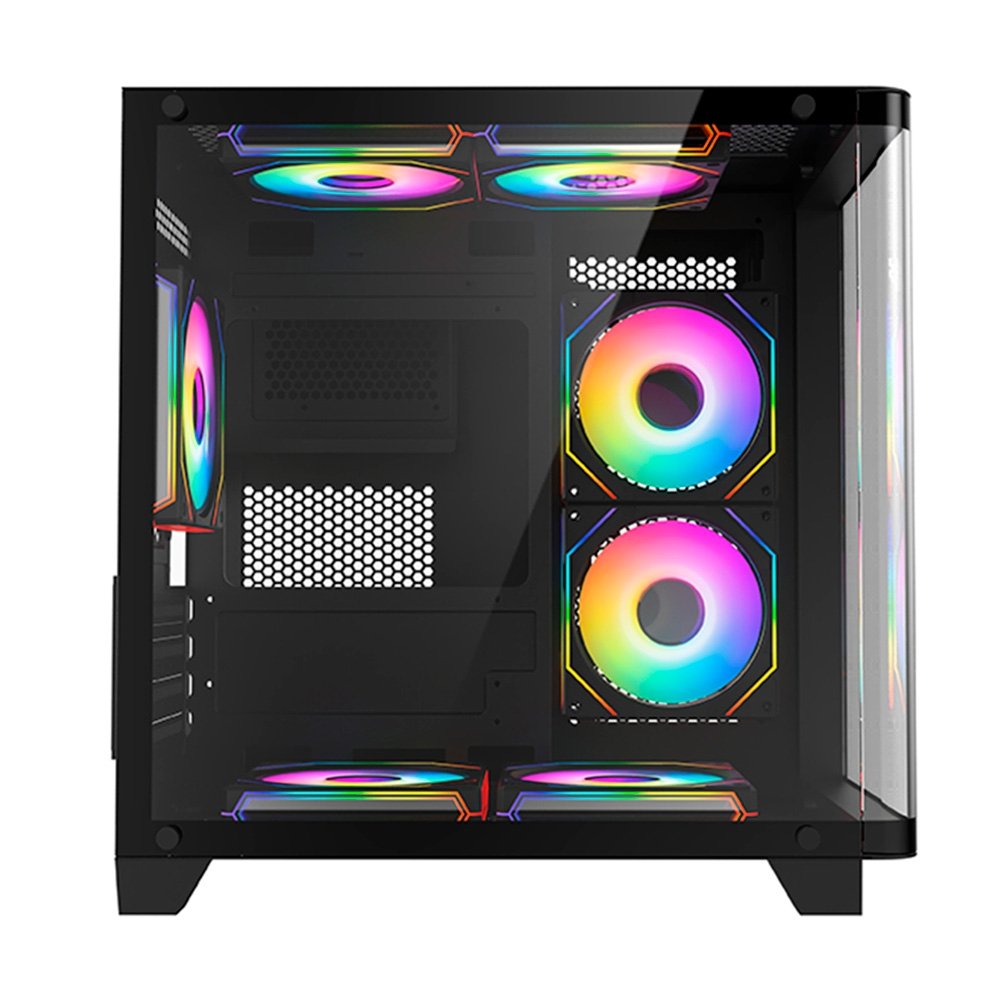 Gabinete Gamer Liketec Madness Small, Mini Tower, Micro-ATX, Lateral e Frontal em Vidro Curvo, Sem Fans, Preto - LK-MADNESS-MINI-25-BLK