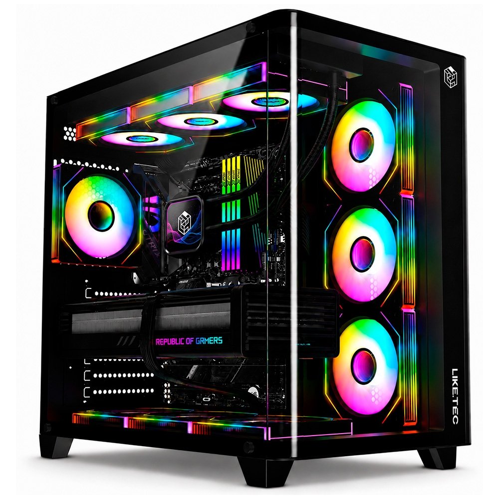 Gabinete Gamer Liketec Madness X, Mid Tower, ATX, Lateral e Frontal em Vidro Curvo, Sem Fans, Preto - LKT-MDX-25-BLK01