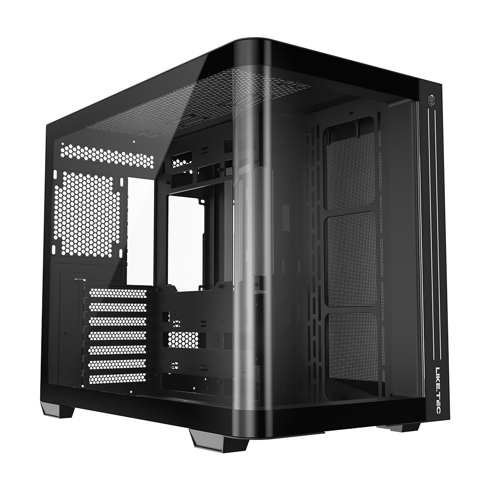Gabinete Gamer Liketec Madness Pro, Mid Tower, ATX, Lateral e Frontal em Vidro Curvo, LED RGB, Sem Fans, Preto - LT-GB-MADNESSPRO-DARK-V1