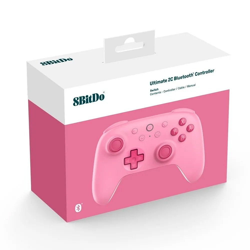 Controle Sem Fio 8BitDo Ultimate 2C, Joysticks com Efeito Hall, Bluetooth, para Switch e Windows, Rosa - 80NC02 - view 5