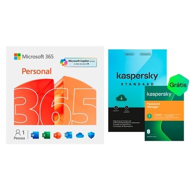 Microsoft 365 Personal ESD - Digital para Download  + Kaspersky Standard + Kaspersky Password Manager 1 Dispositivo 1 Ano, Digital para Download