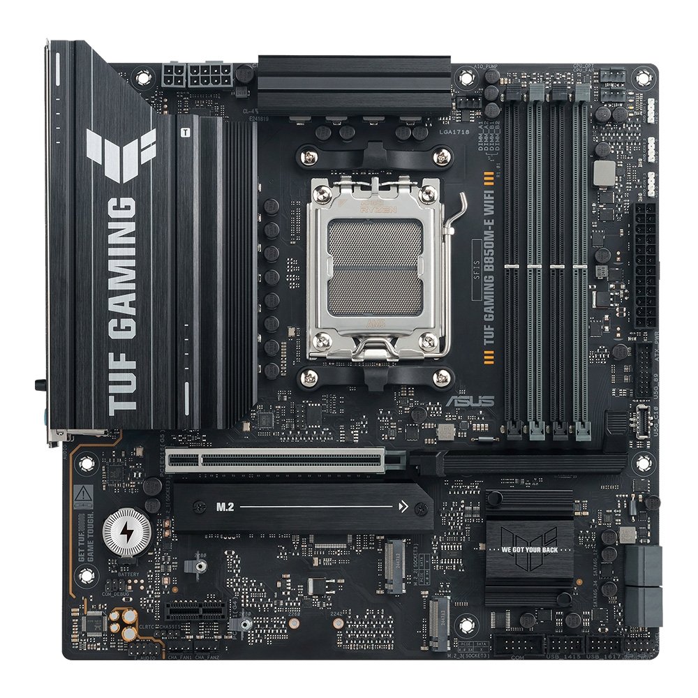 Placa Mãe ASUS TUF GAMING B850M-E WIFI, AMD AM5, mATX, DDR5, Wi-fi 6E, Bluetooth, Preto - 90MB1LS0-M0EAY0