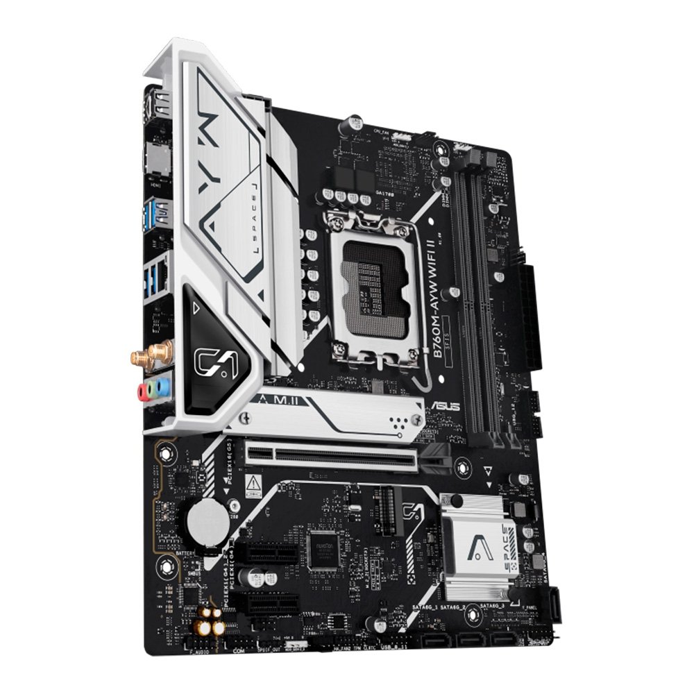 Imagem 5 de 10 do produto Placa Mãe ASUS B760M-AYW WIFI II, Intel LGA 1700, mATX, DDR5, Wi-fi 6, Bluetooth, Preto - 90MB1MH0-M0EAY0