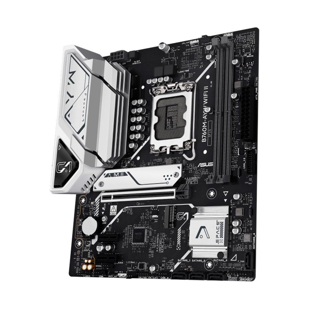 Imagem 2 de 10 do produto Placa Mãe ASUS B760M-AYW WIFI II, Intel LGA 1700, mATX, DDR5, Wi-fi 6, Bluetooth, Preto - 90MB1MH0-M0EAY0