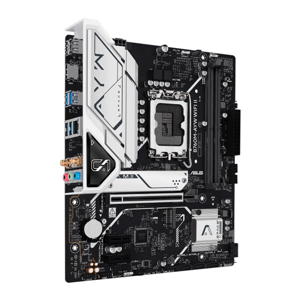 Imagem 3 de 10 do produto Placa Mãe ASUS B760M-AYW WIFI II, Intel LGA 1700, mATX, DDR5, Wi-fi 6, Bluetooth, Preto - 90MB1MH0-M0EAY0