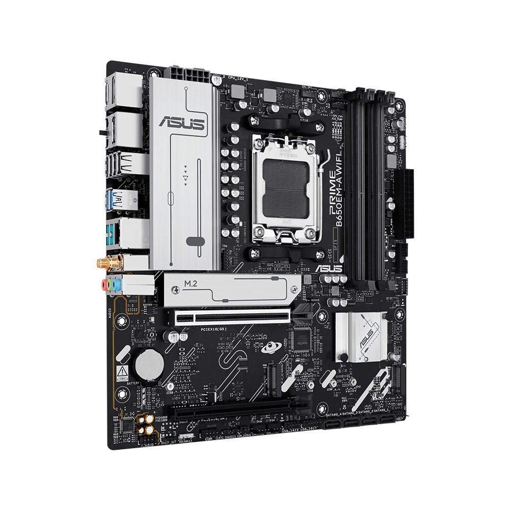 Imagem 5 de 8 do produto Placa Mãe ASUS PRIME B650EM-A WIFI, AMD AM5, mATX, DDR5, Wi-fi 6, Bluetooth, Preto - 90MB1LM0-M0EAY0