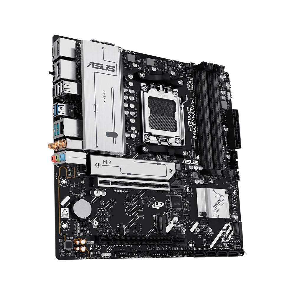 Imagem 4 de 8 do produto Placa Mãe ASUS PRIME B650EM-A WIFI, AMD AM5, mATX, DDR5, Wi-fi 6, Bluetooth, Preto - 90MB1LM0-M0EAY0