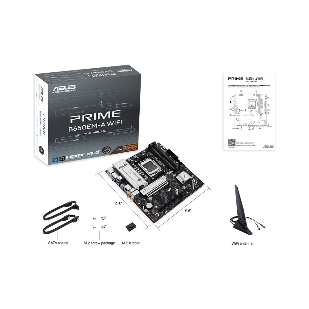 Imagem 8 de 8 do produto Placa Mãe ASUS PRIME B650EM-A WIFI, AMD AM5, mATX, DDR5, Wi-fi 6, Bluetooth, Preto - 90MB1LM0-M0EAY0