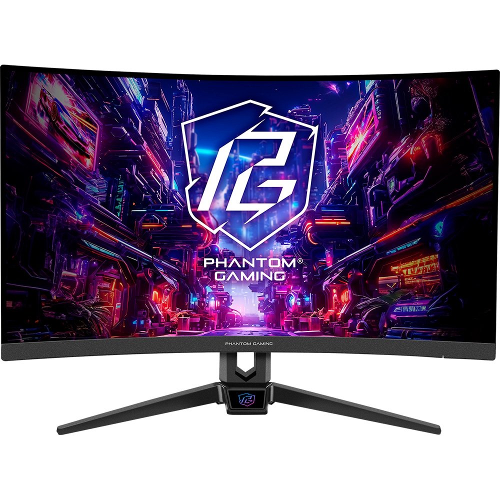 "Monitor Gamer Curvo ASRock Phantom 27"""", FHD, 280Hz, 1ms, VA, FreeSync Premium, DisplayPort e HDMI, Preto - PG27FRS1A"