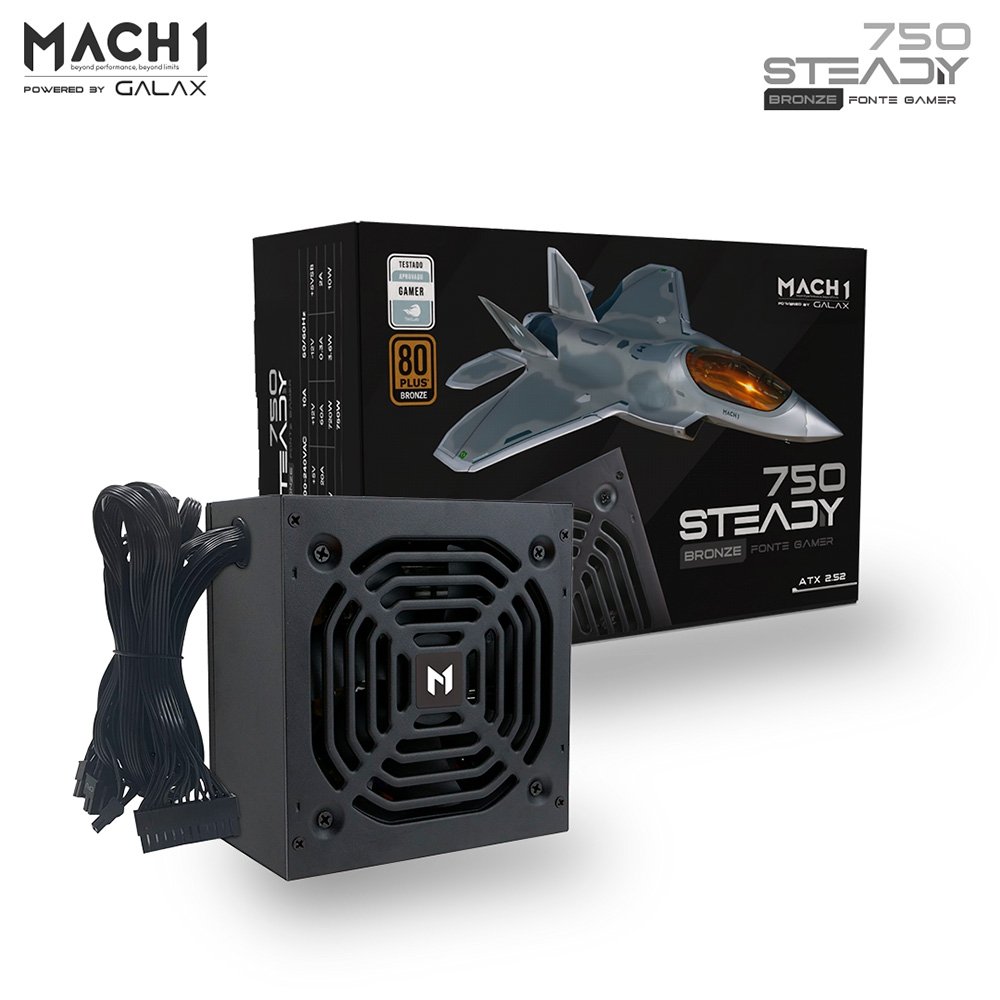 Fonte MACH1 Steady, 750W, 80 Plus Bronze, PFC Ativo, Preto - 750Steady - view 4