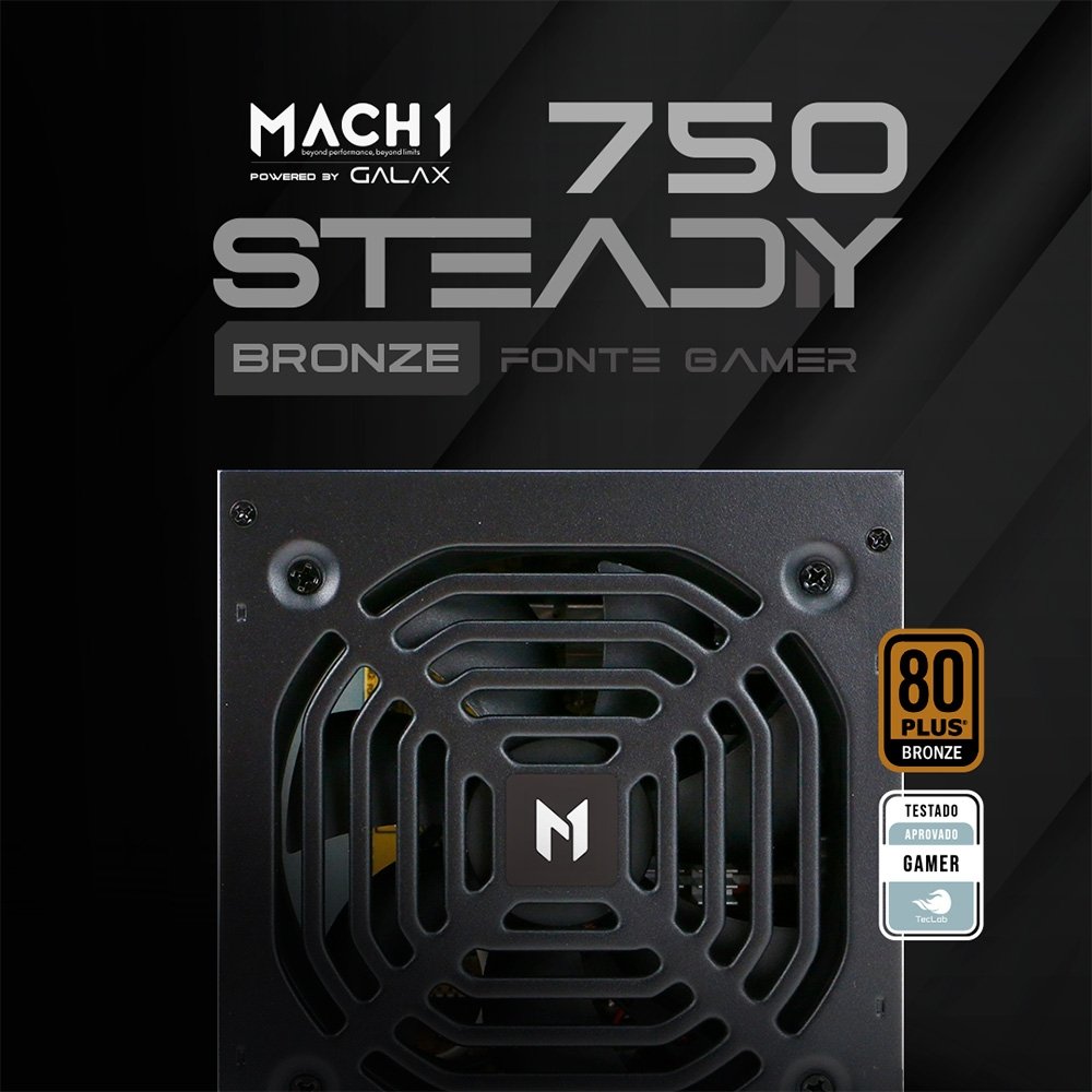 Fonte MACH1 Steady, 750W, 80 Plus Bronze, PFC Ativo, Preto - 750Steady - view 5