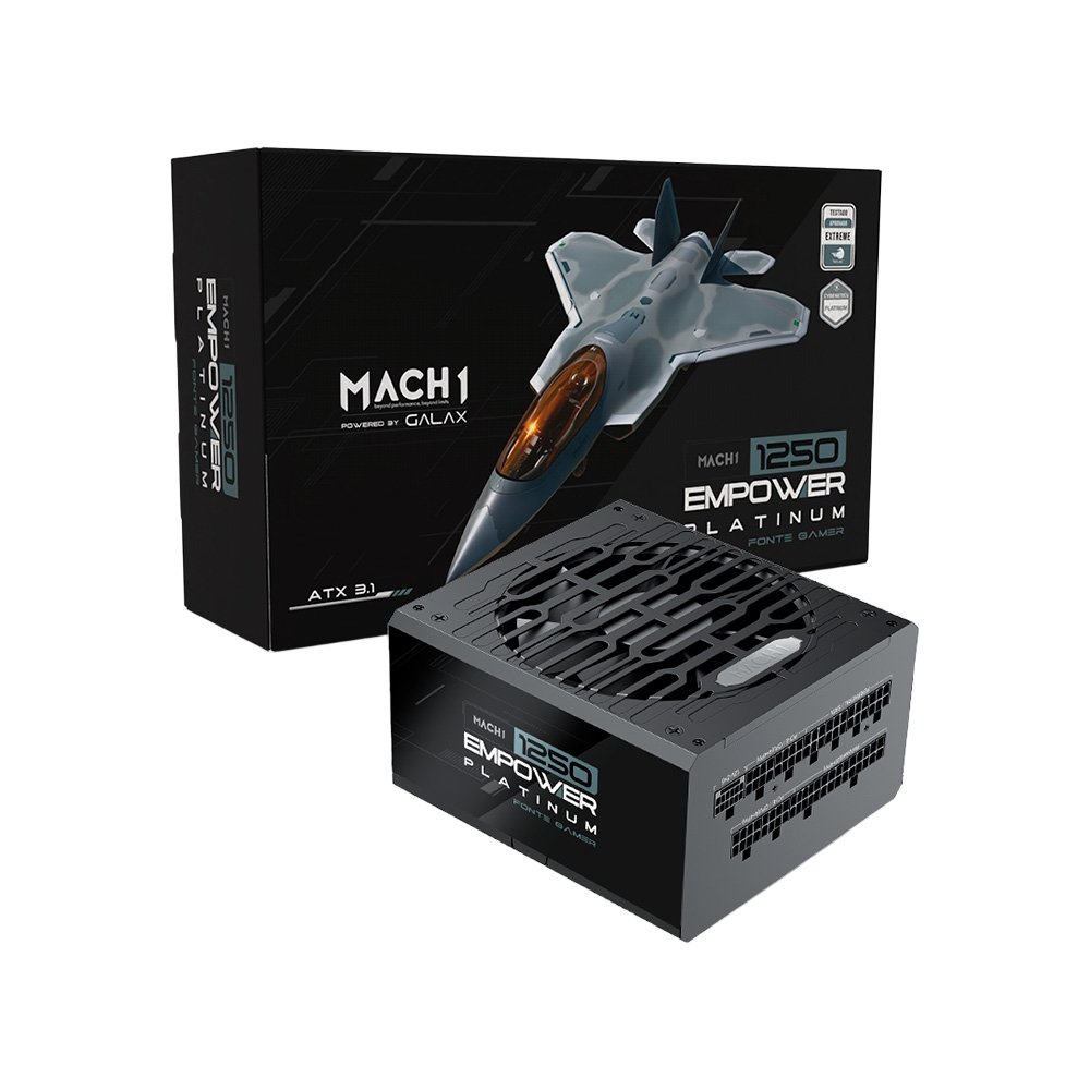 Fonte MACH1 EMPOWER, 1250W, Cybenetics Platinum, Modular, PFC Ativo, Preto - 1250EMPOWER