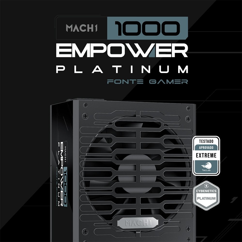 Imagem 5 de 5 do produto Fonte MACH1 EMPOWER, 1000W, Cybenetics Platinum, Modular, PFC Ativo, Preto - 1000EMPOWER