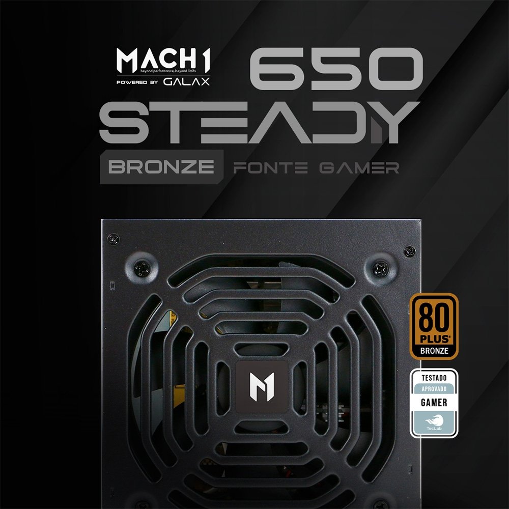 Fonte MACH1 Steady, 650W, 80 Plus Bronze, PFC Ativo, Preto - 650Steady - view 5