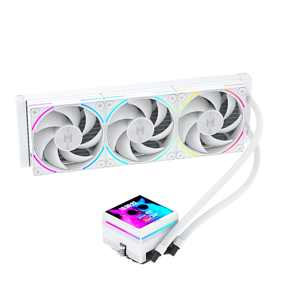 Water Cooler MACH1 APEX, ARGB, 360mm, com Tela LCD, AMD e Intel, Branco - AV360WH