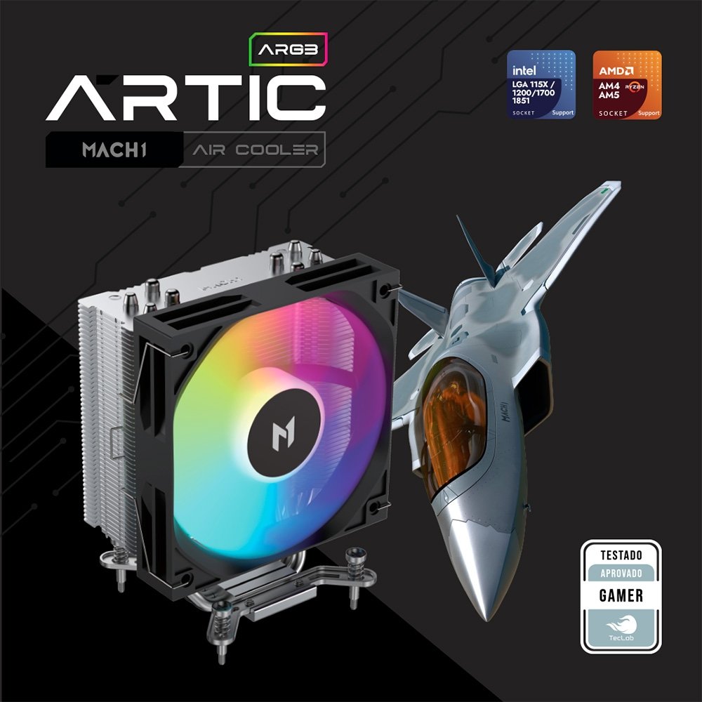 Imagem 4 de 4 do produto Air Cooler MACH1 ARTIC, ARGB, AMD e Intel, 120mm, Preto - A40