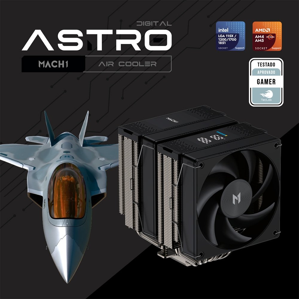 Imagem 5 de 6 do produto Air Cooler MACH1 ASTRO, Digital, AMD e Intel, 120mm, Preto - P60T-DIG