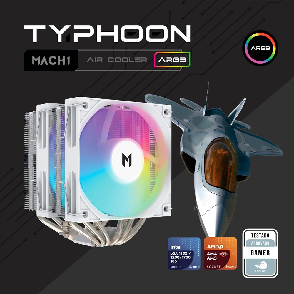 Imagem 7 de 7 do produto Air Cooler MACH1 TYPHOON ARGB, AMD e Intel, 120mm, Branco - A60-H-ARGB