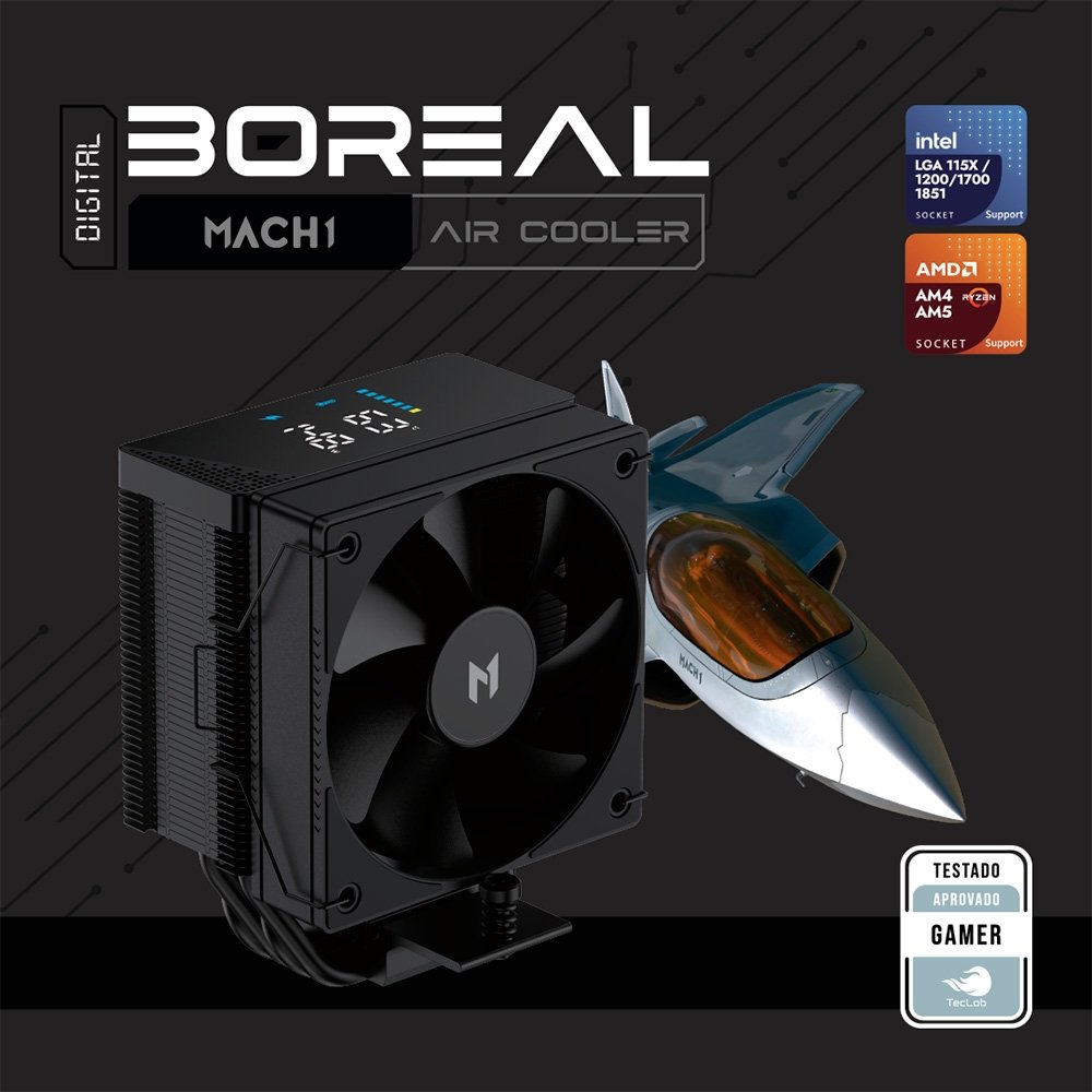 Air Cooler MACH1 BOREAL, Digital, AMD e Intel, 100mm, Preto - B40S-DIG-BK-V2 - view 7