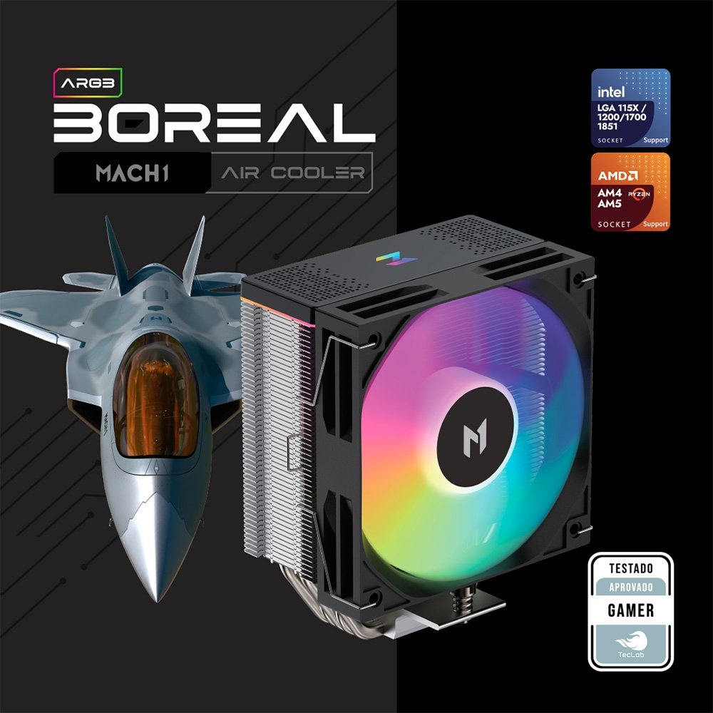 Air Cooler MACH1 BOREAL, ARGB, AMD e Intel, 120mm, Preto - B50-ARGB - view 7