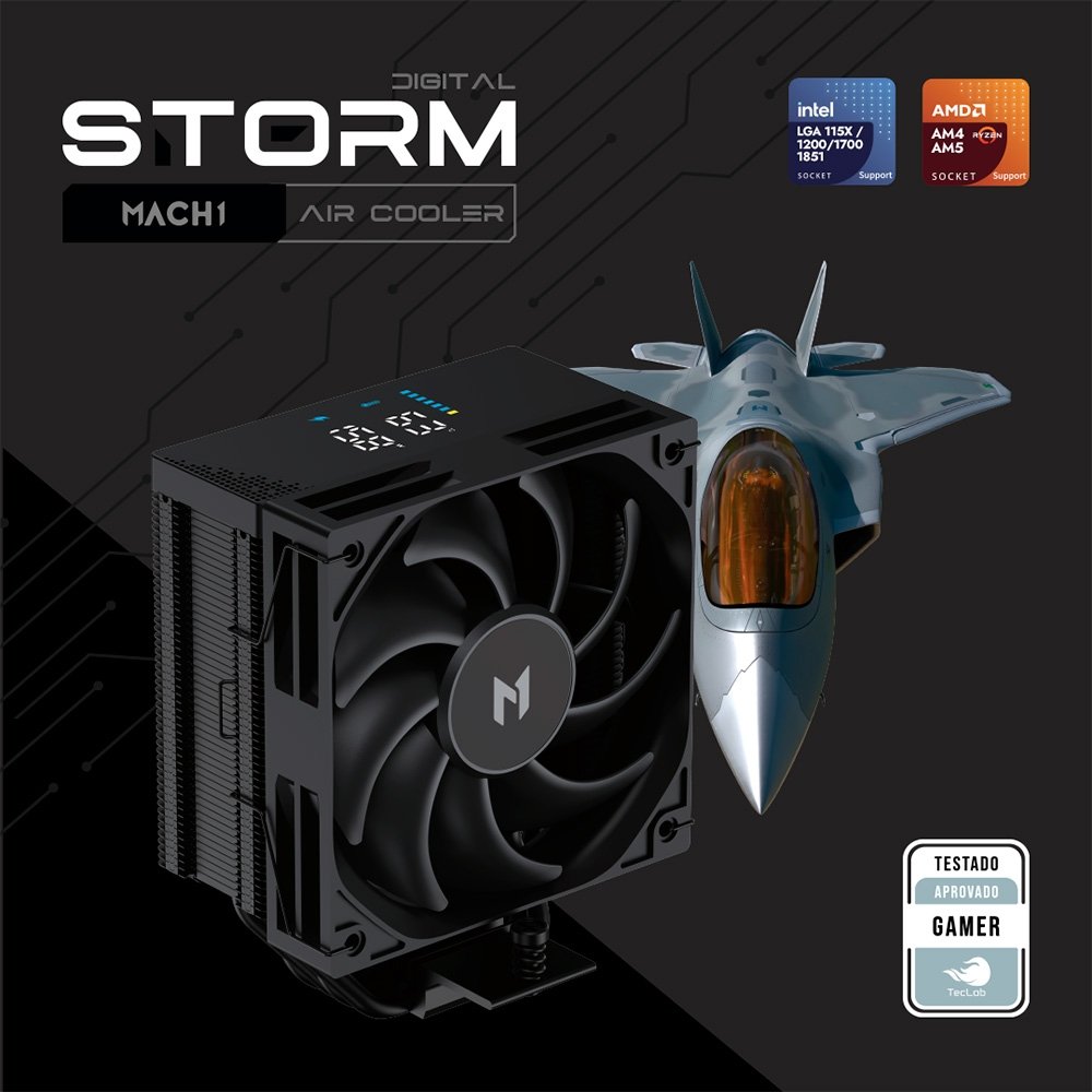 Imagem 7 de 7 do produto Air Cooler MACH1 STORM DIGITAL, AMD e Intel, 120mm, Preto - B40 DIG BK V2