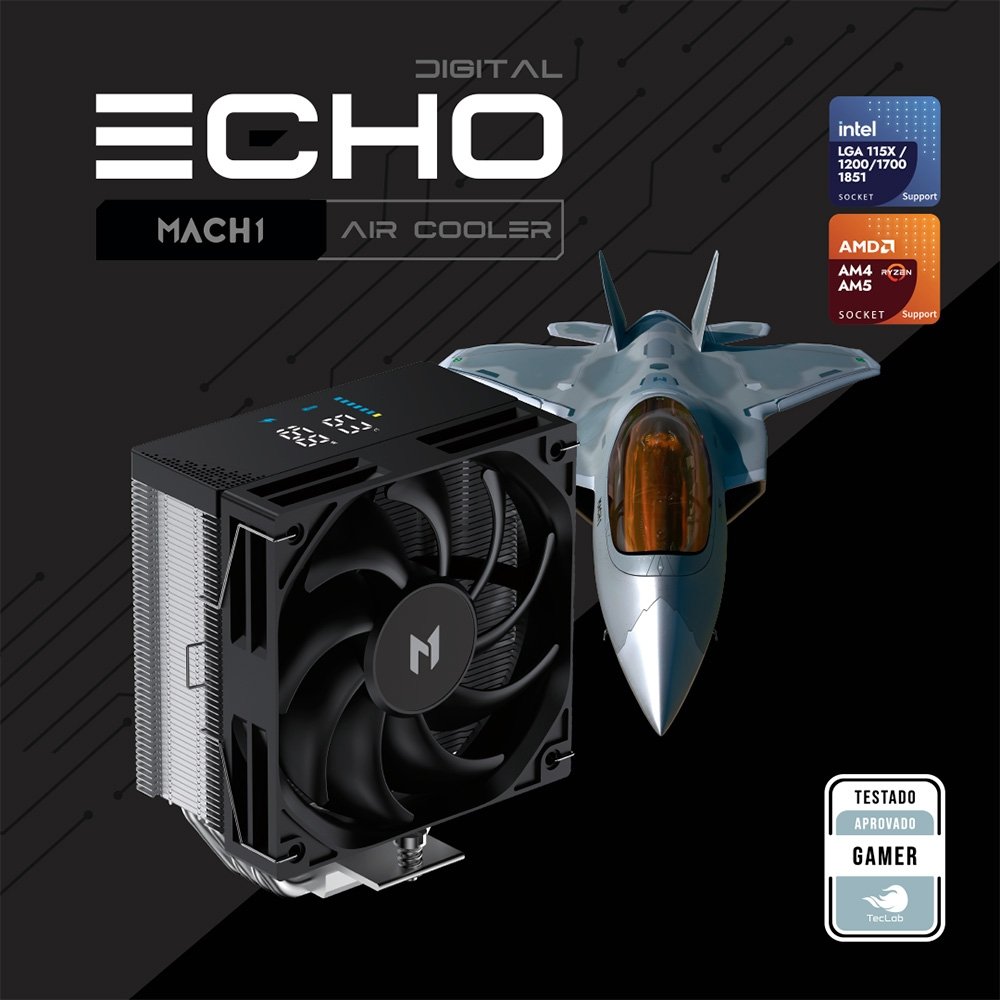 Imagem 5 de 5 do produto Air Cooler MACH1 ECHO DIGITAL, AMD e Intel, 120mm, Preto - P50i DIG