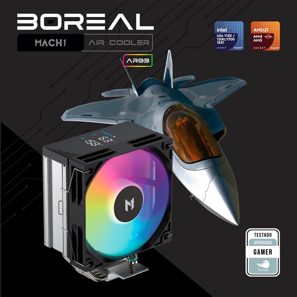 Air Cooler MACH1 BOREAL, Digital, ARGB, AMD e Intel, 120mm, Preto - B40-DIG-ARGB V2 - view 7