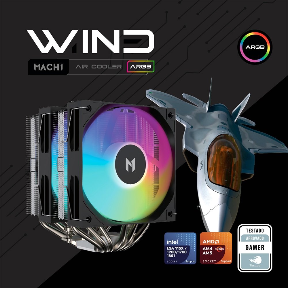 Air Cooler MACH1 WIND, ARGB, AMD e Intel, 120mm, Preto - A60 ARGB 11