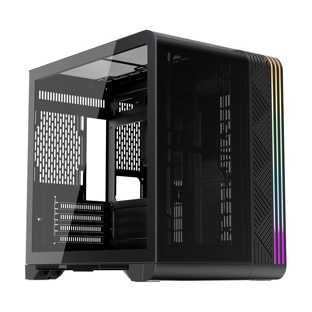 Imagem 6 de 11 do produto Gabinete Gamer 1STPLAYER VT5, Mid Tower, ATX, Lateral em Vidro Temperado, Sem Fan, Preto - VT5-BK