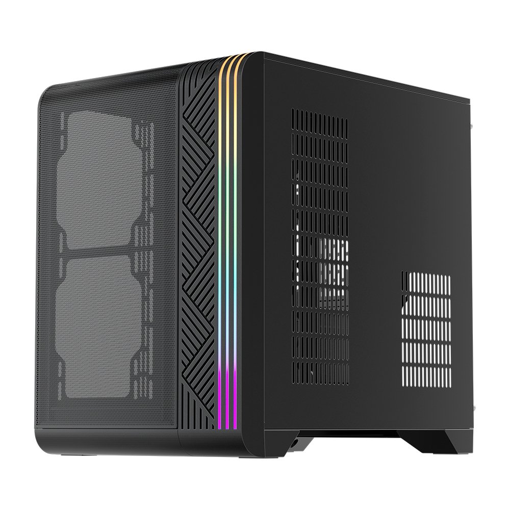 Imagem 9 de 11 do produto Gabinete Gamer 1STPLAYER VT5, Mid Tower, ATX, Lateral em Vidro Temperado, Sem Fan, Preto - VT5-BK