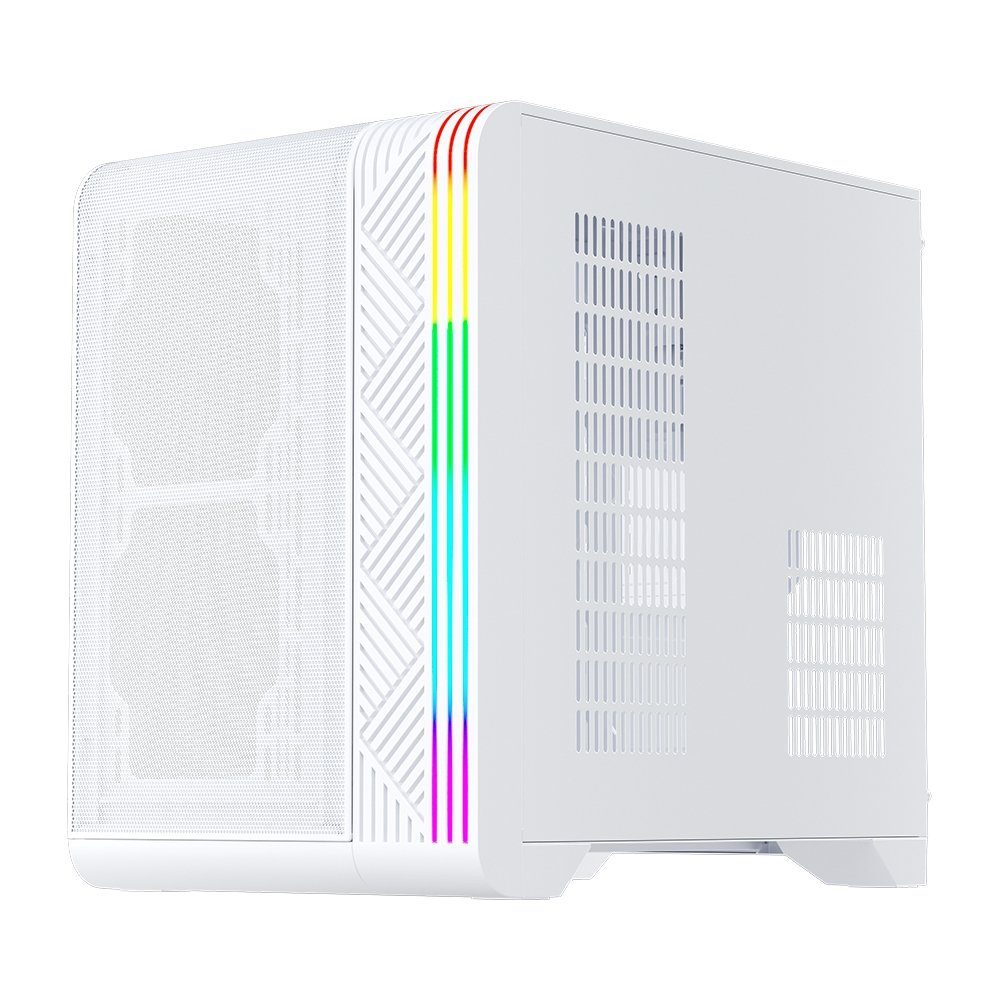 Imagem 4 de 12 do produto Gabinete Gamer 1STPLAYER VT5, Mid Tower, ATX, Lateral em Vidro Temperado, Sem Fan, Branco - VT5-WH
