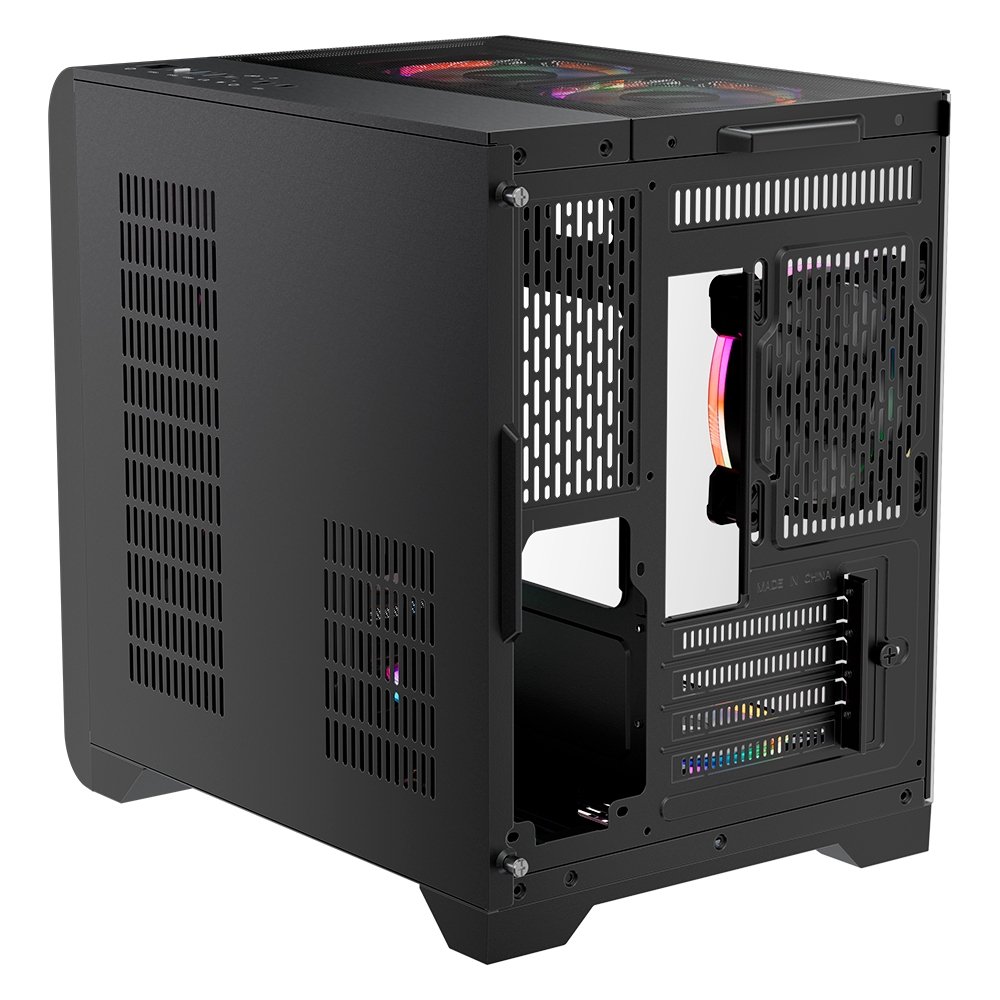 Gabinete Gamer 1STPLAYER VT5, Mid Tower, RGB, M-ATX, Lateral em Vidro Temperado, 3X Fans, Preto - VT5-BK-3FS7 - view 5