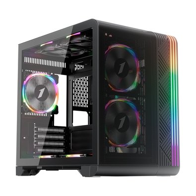 Gabinete Gamer 1STPLAYER VT5, Mid Tower, RGB, M-ATX, Lateral em Vidro Temperado, 3X Fans, Preto - VT5-BK-3FS7
