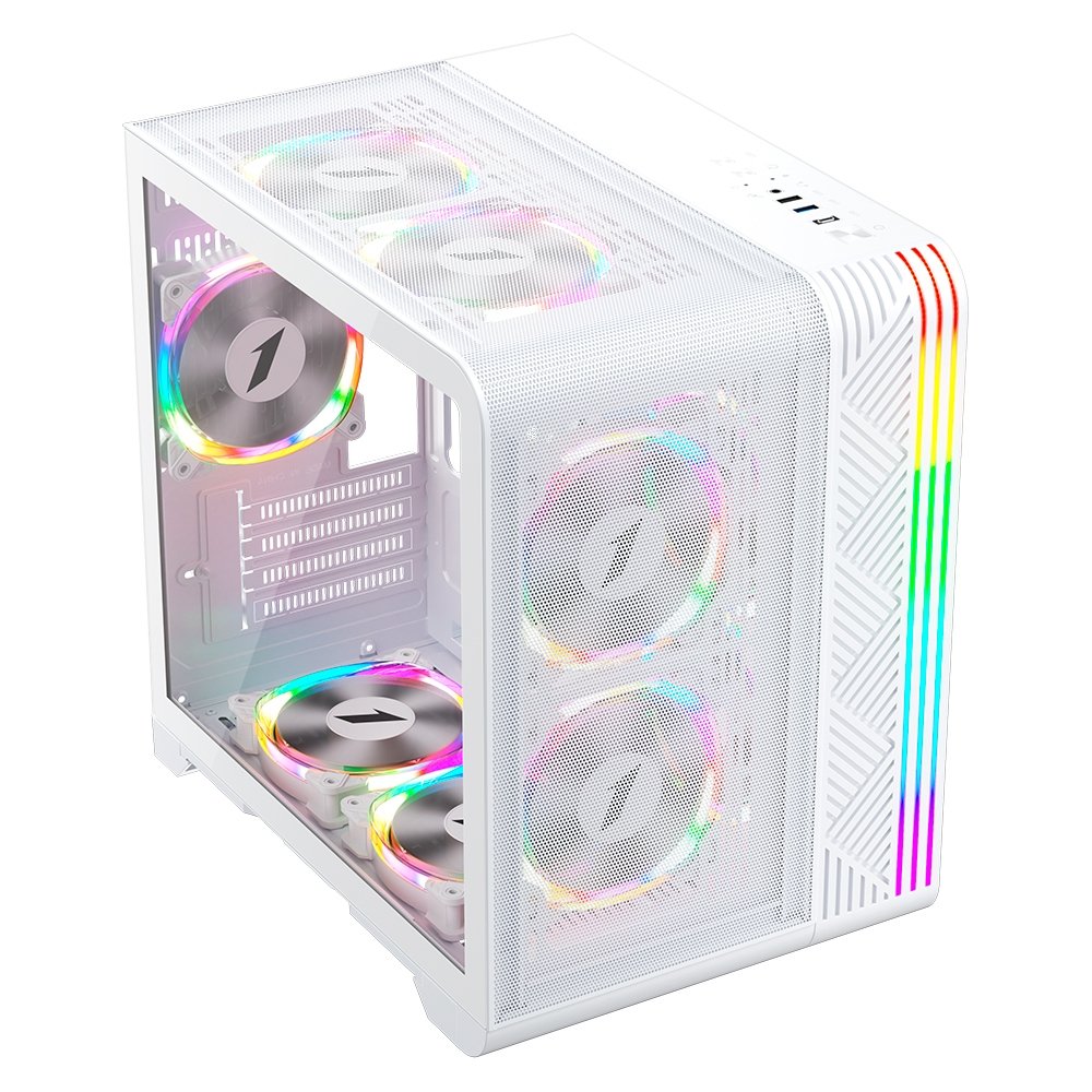 Imagem 2 de 6 do produto Gabinete Gamer 1STPLAYER VT5, Mid Tower, RGB, ATX, Lateral em Vidro Temperado, 3X Fans, Branco - VT5-WH-3FS7