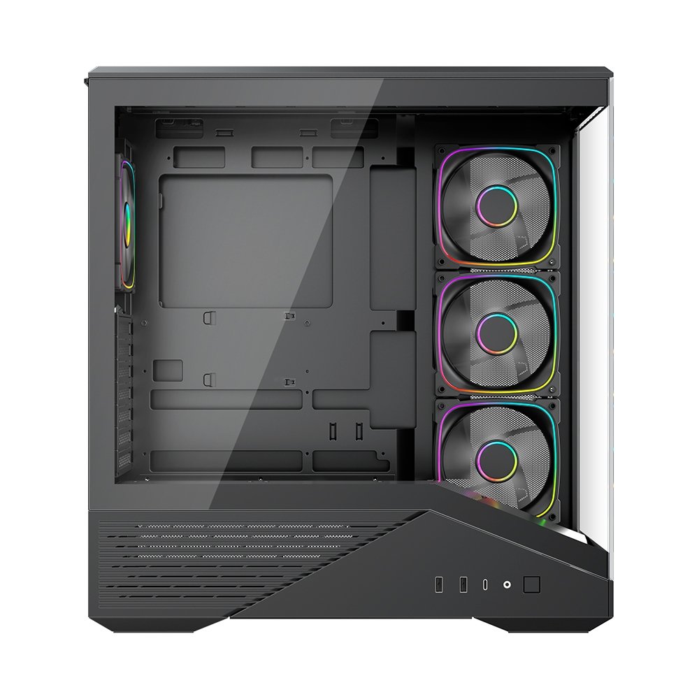 Gabinete Gamer 1STPLAYER GM7, Mid Tower, ATX, Lateral em Vidro Temperado, Sem Fan, Preto - GM7-BK - view 6