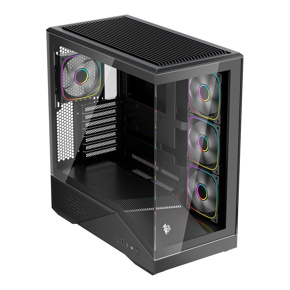 Gabinete Gamer 1STPLAYER GM7, Mid Tower, ATX, Lateral em Vidro Temperado, Sem Fan, Preto - GM7-BK - view 2