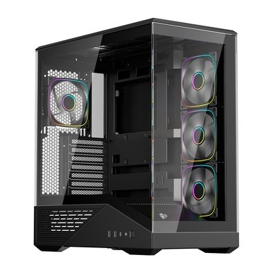 Gabinete Gamer 1STPLAYER GM7, Mid Tower, RGB, ATX, Lateral em Vidro Temperado, 4X Fans, Preto - GM7-BK-3FN7R-1FN7