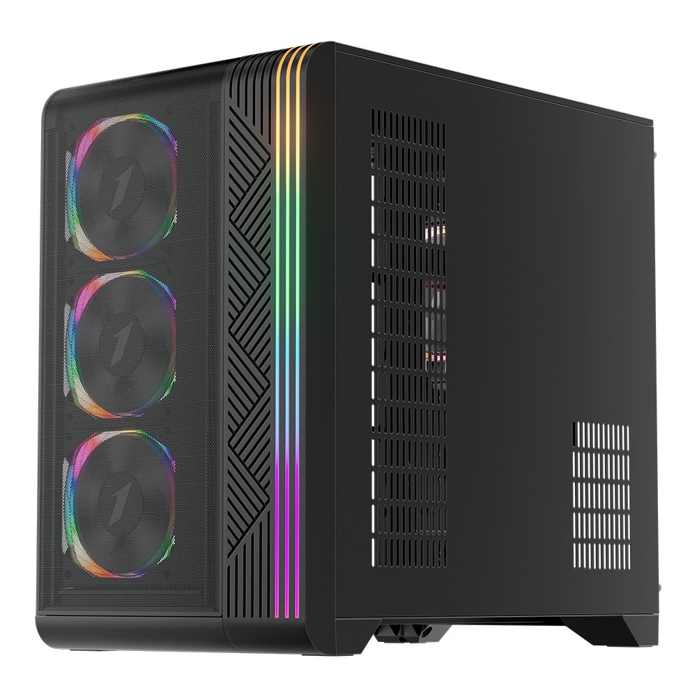 Imagem 4 de 6 do produto Gabinete Gamer 1STPLAYER VT7, Mid Tower, RGB, ATX, Lateral em Vidro Temperado, 4X Fans, Preto - VT7-BK-4FS7