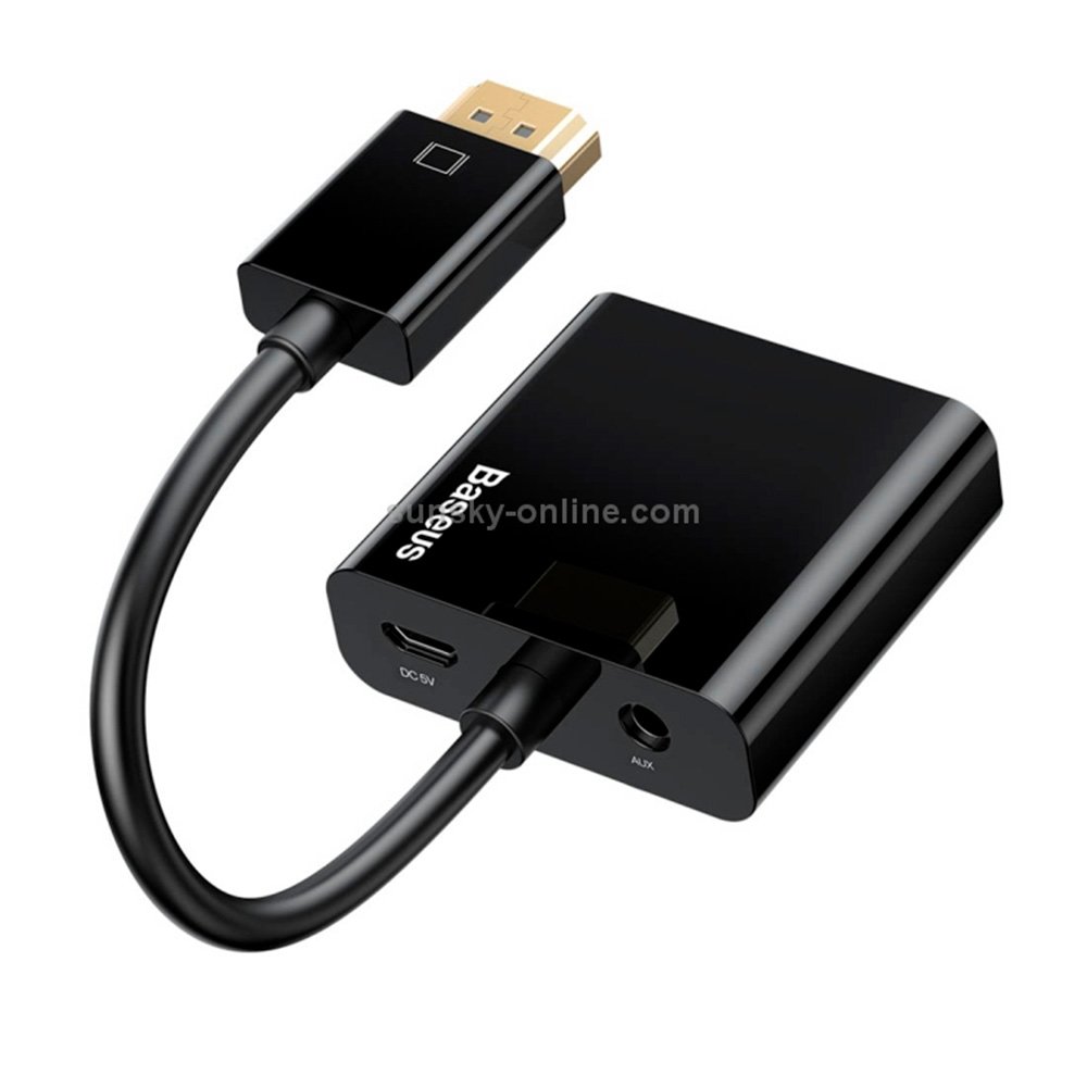 Imagem 2 de 4 do produto Adaptador HUB Baseus 4K HDMI para VGA, Micro USB e P2, Preto - CAHUB-AH01