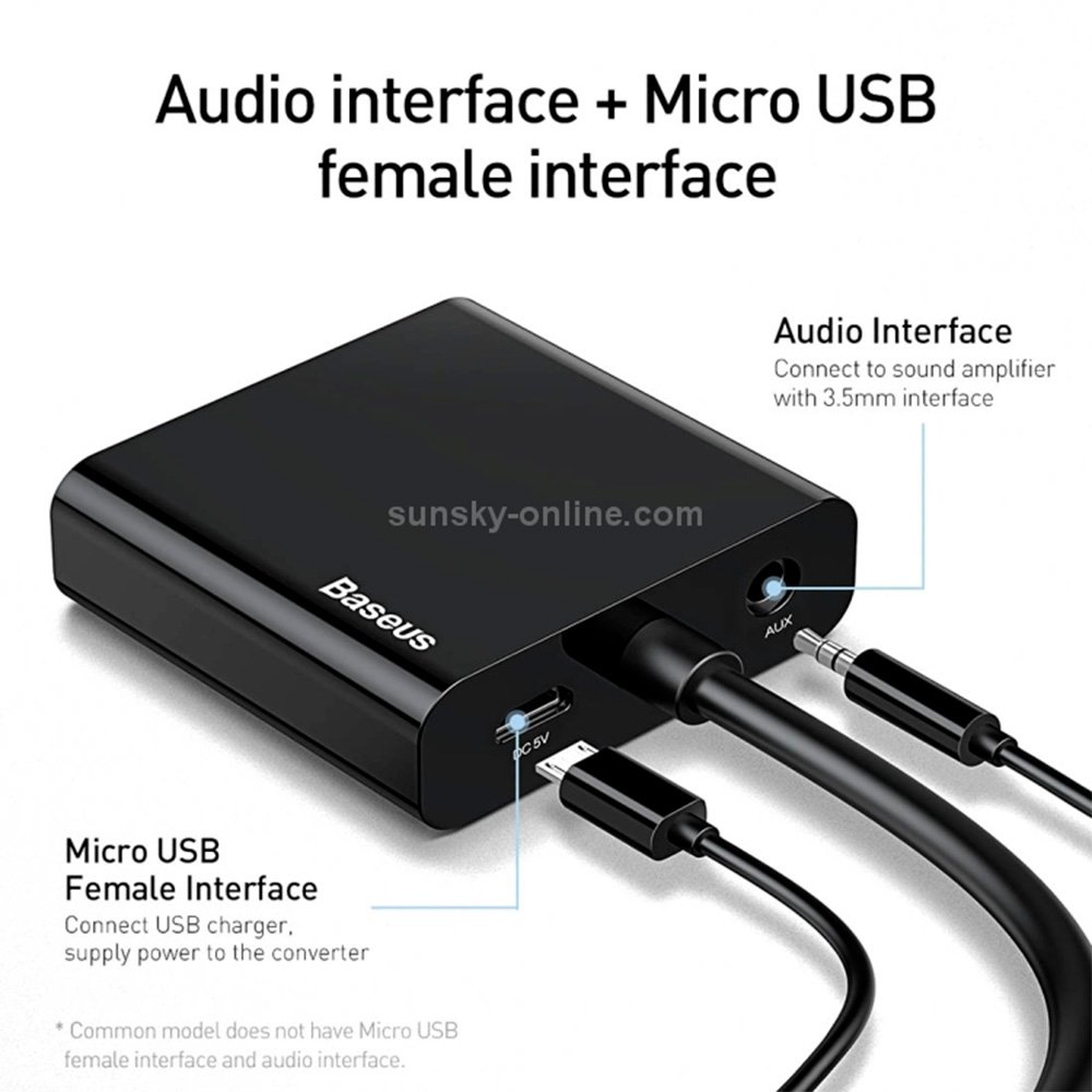 Imagem 4 de 4 do produto Adaptador HUB Baseus 4K HDMI para VGA, Micro USB e P2, Preto - CAHUB-AH01