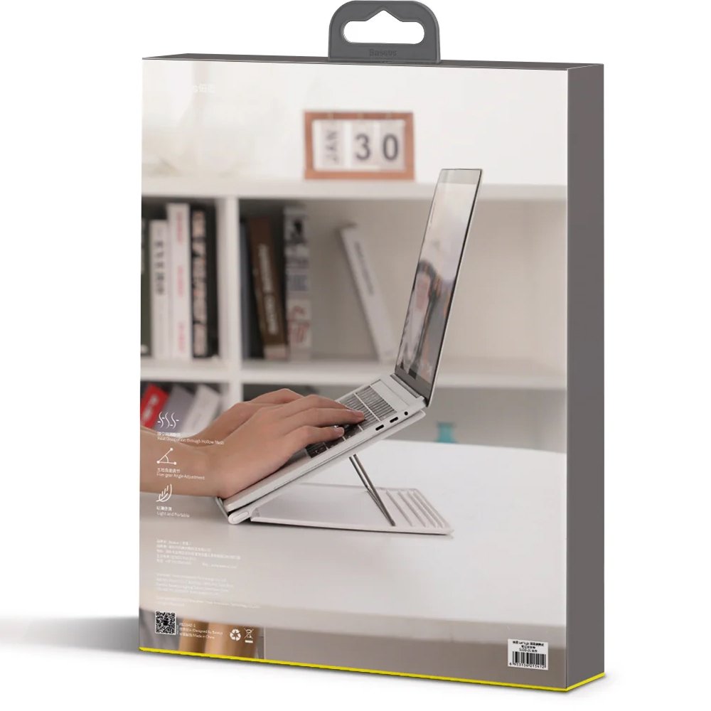 Imagem 5 de 6 do produto Suporte para Notebook Baseus Let's Go Mesh, com Ajuste de Altura, Branco e Cinza - SUDD-2G