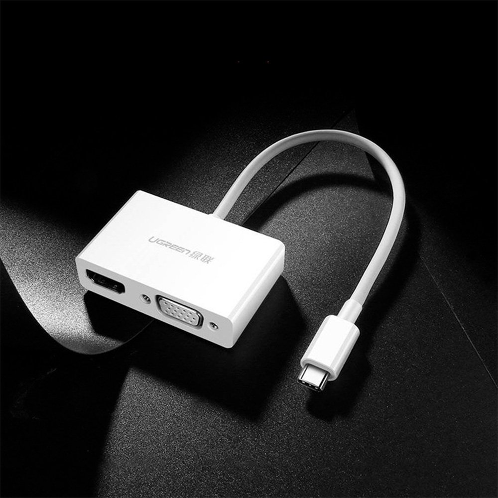 Imagem 2 de 3 do produto HUB Conversor Ugreen, USB-C para HDMI e VGA, 15cm, Branco - UG-30843