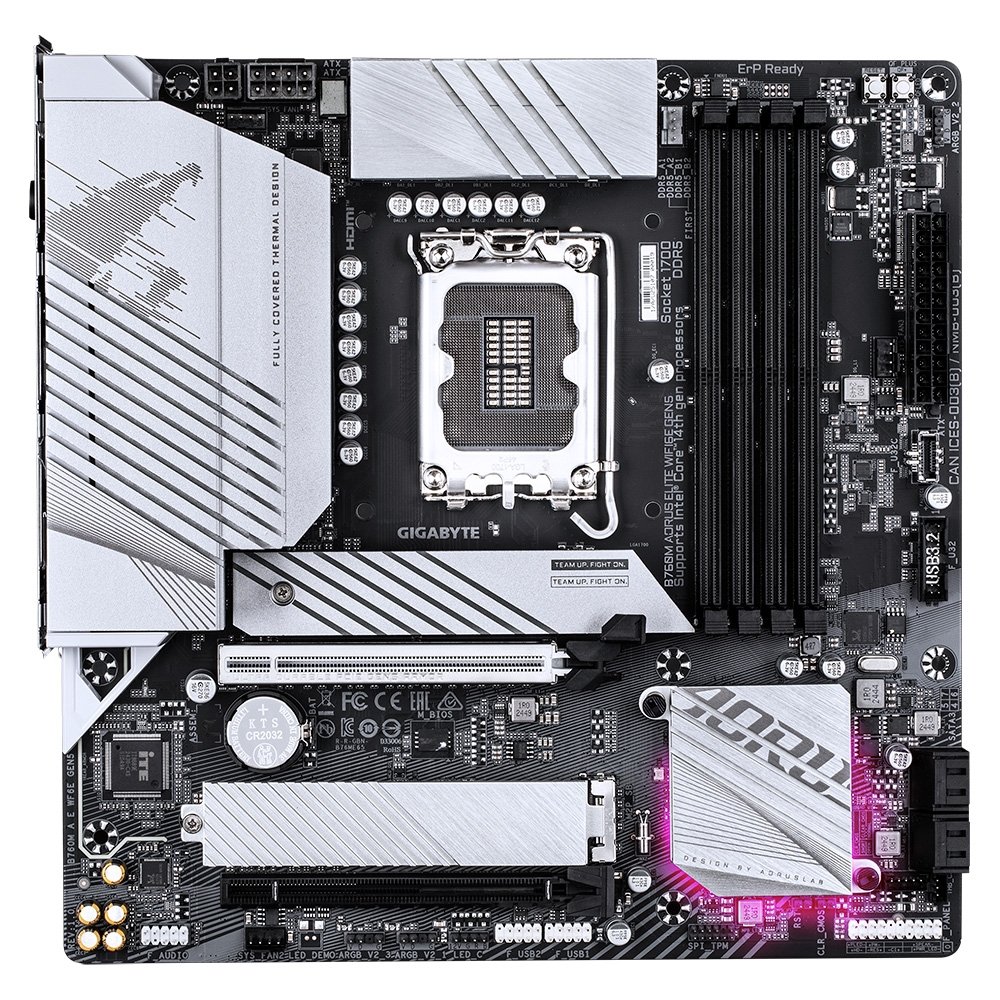 Placa Mãe Gigabyte B760M AORUS ELITE WIFI6E GEN5, Intel LGA 1700, mATX, DDR5, RGB, PCIe 5.0, Wi-Fi 6E, Bluetooth - B760M A E WF6E GEN5 - view 2